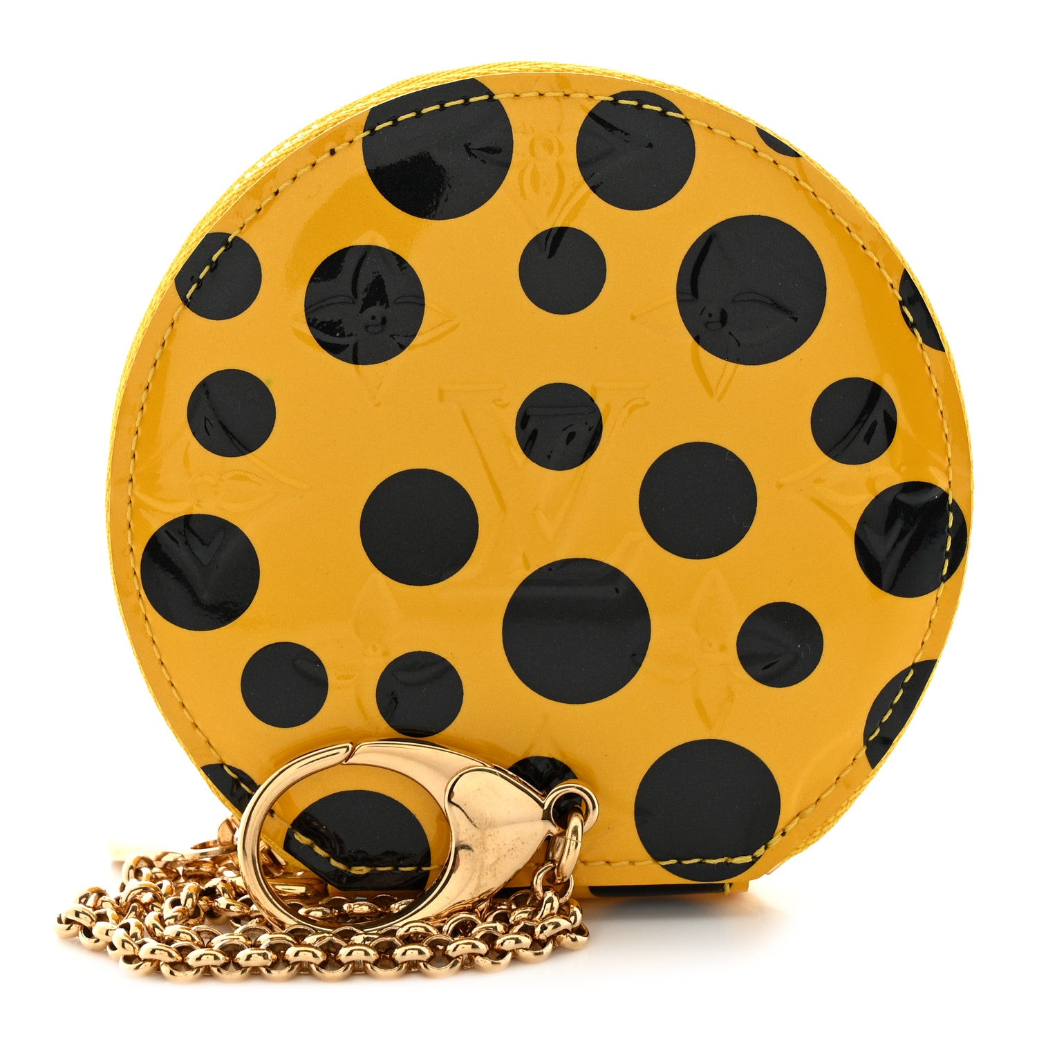 Louis Vuitton Vernis Kusama Infinity Dots Chapeau Coin Purse Yellow 1 of 9