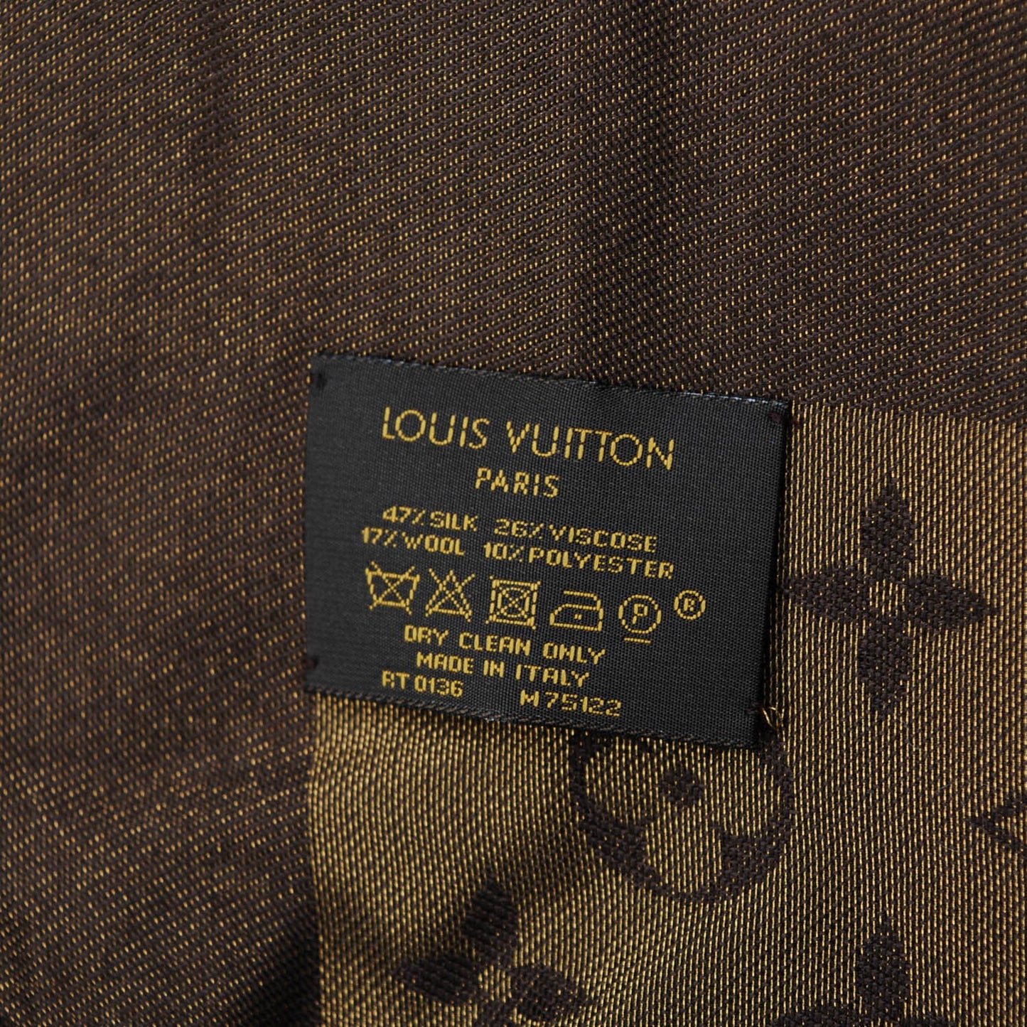 Silk Lurex Wool Monogram Shine Shawl Marron