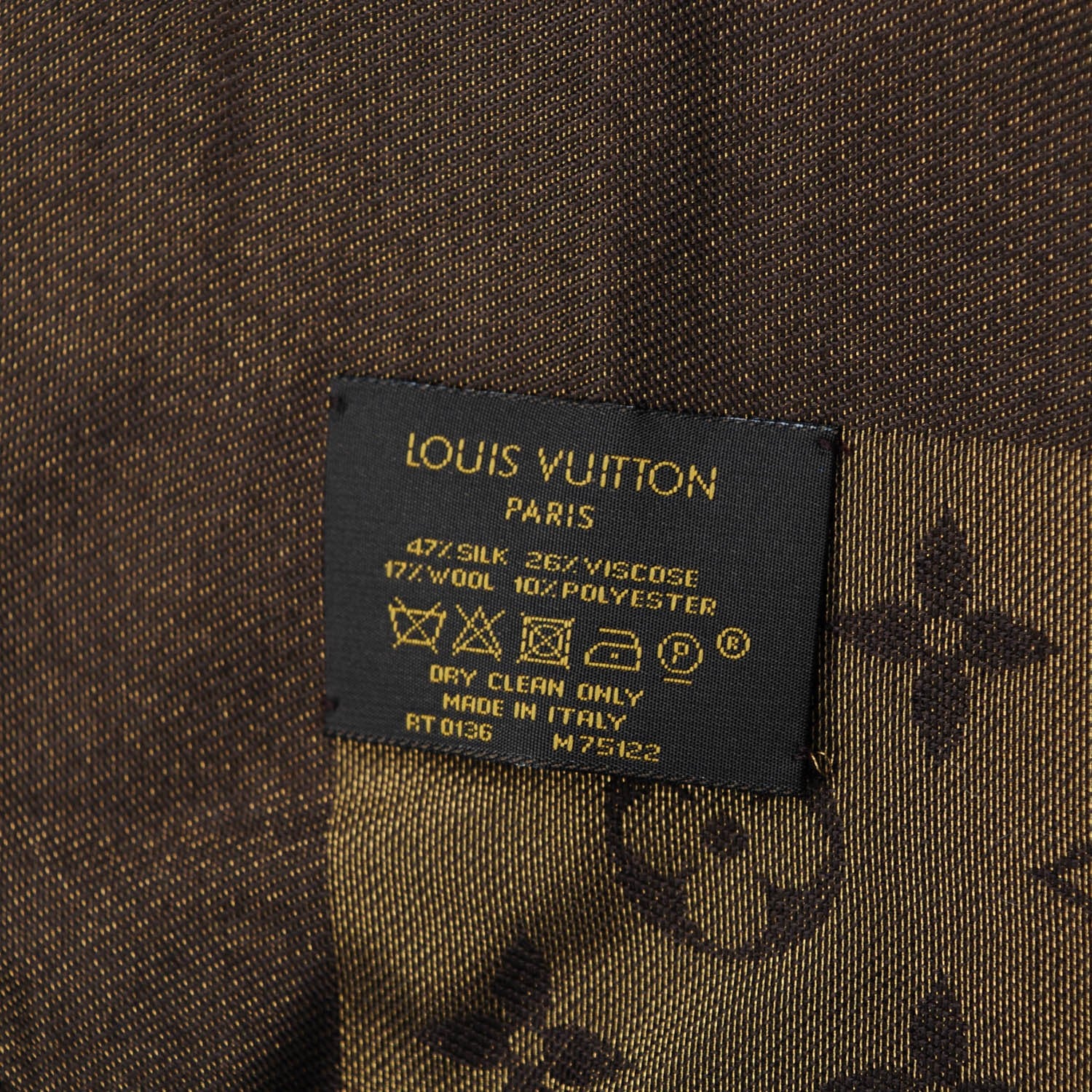 Louis Vuitton Silk Lurex Wool Monogram Shine Shawl Marron 5 of 5