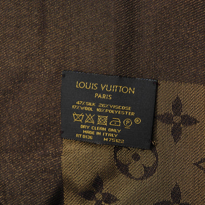 Louis Vuitton Silk Lurex Wool Monogram Shine Shawl Marron 5 of 5