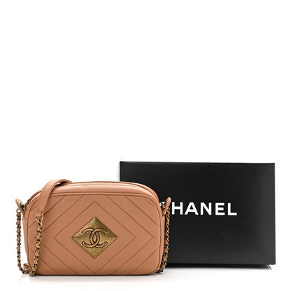 Chanel Lambskin Chevron Quilted Pyramid CC Camera Case Camel 12 of 12