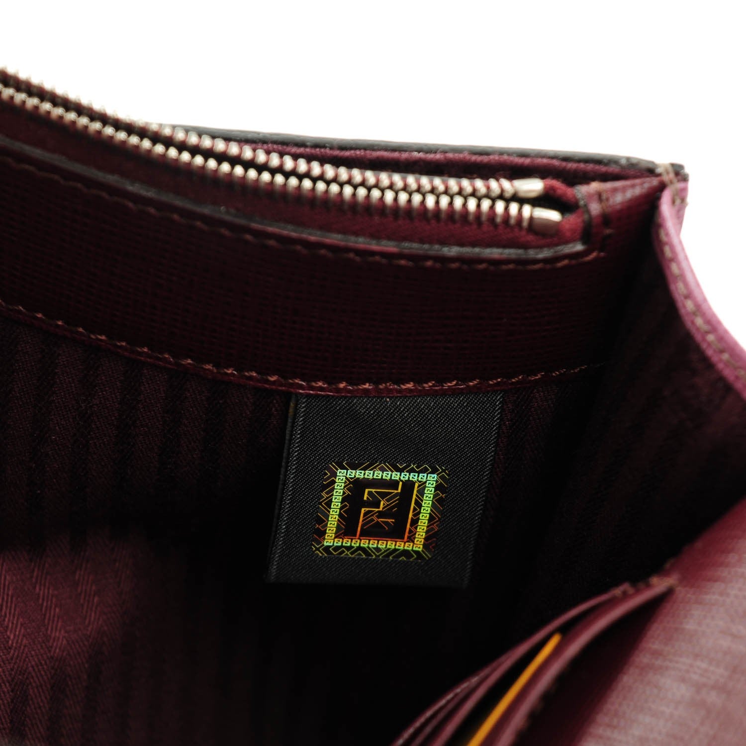 Fendi Calfskin Vitello Elite 2Jours Clutch Bordeaux 7 of 9