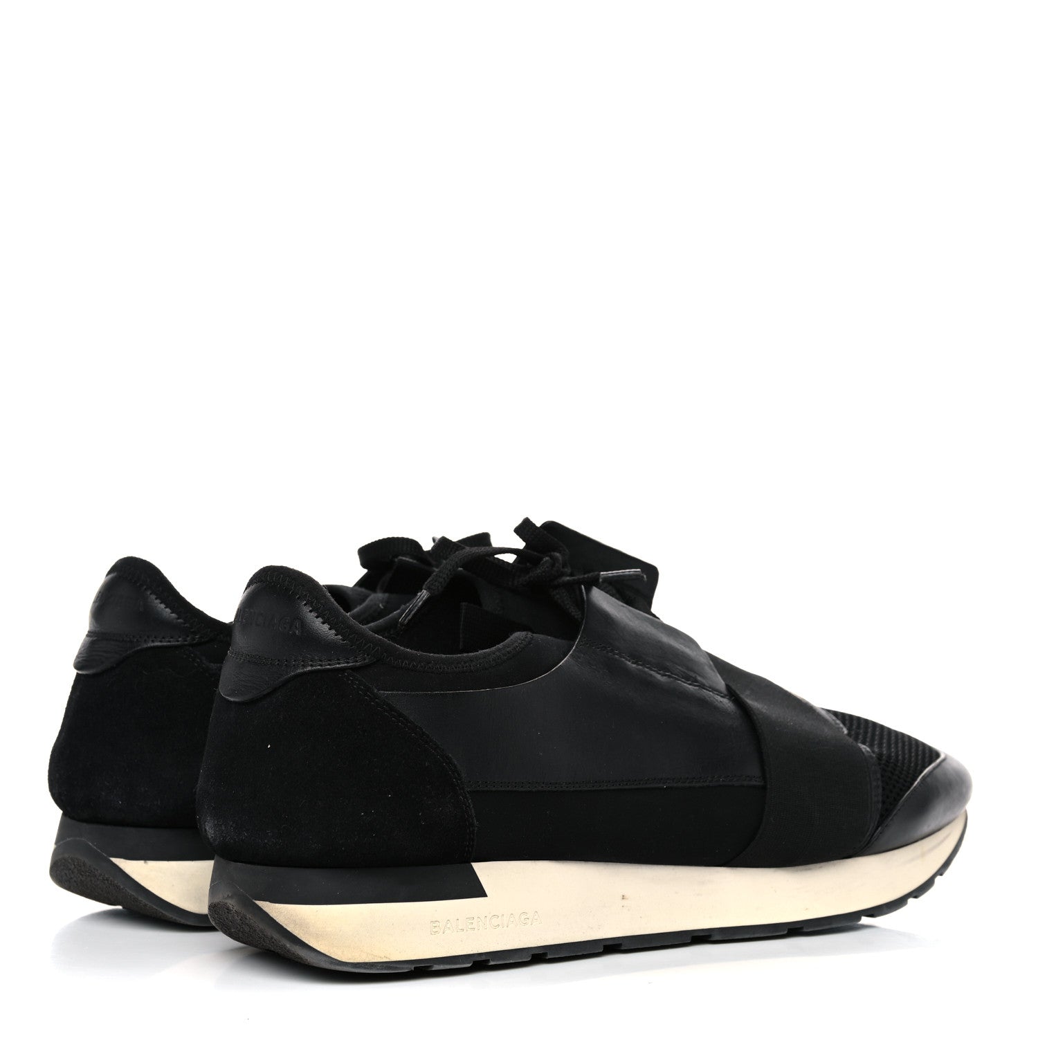 Balenciaga Mesh Calfskin Neoprene Suede Mens Race Runner Sneakers 45 Black 4 of 23