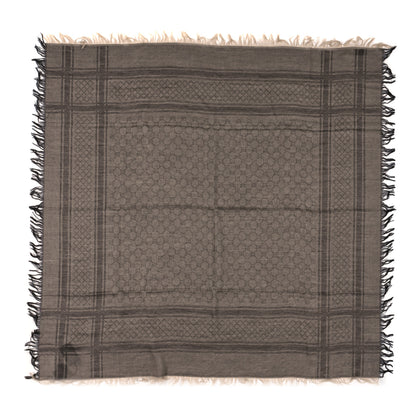 Gucci Wool Silk GG Monogram Diamante Plaid Surviee Shawl Beige Dark Brown 1 of 3