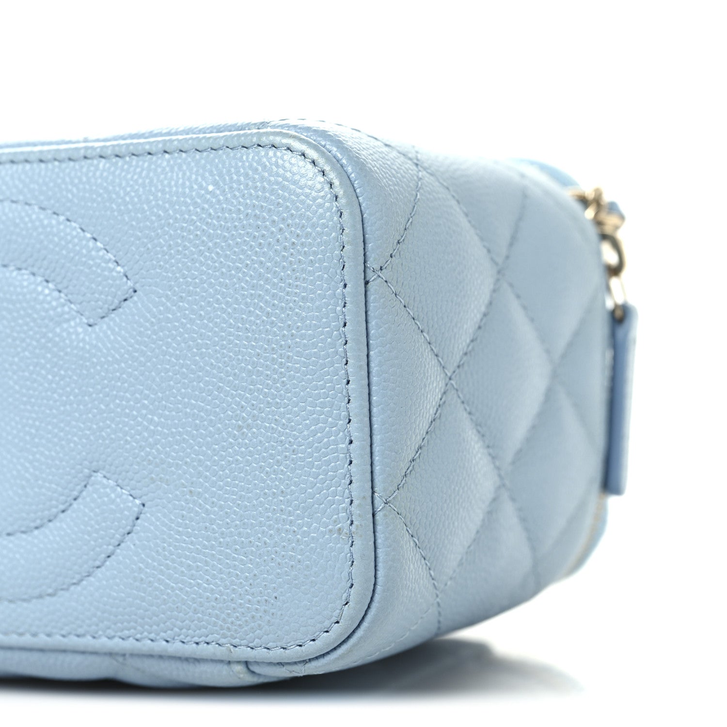 Chanel Caviar Quilted Small Tiny CC Vanity Case With Chain Light Blue Light Blue 11 of 13