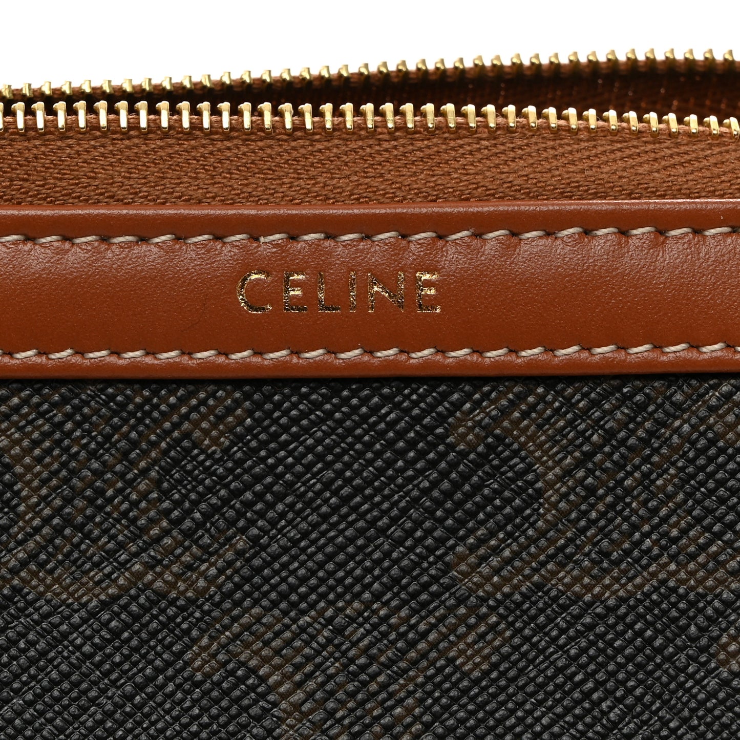 Triomphe Canvas Calfskin Small Cosmetic Pouch Tan