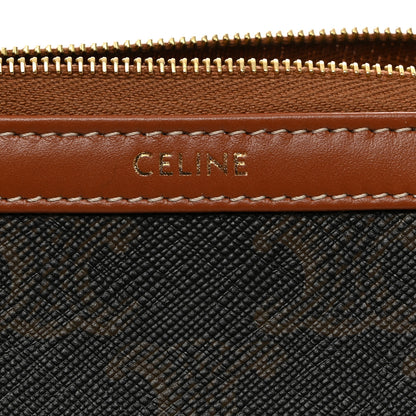 Celine Triomphe Canvas Calfskin Small Cosmetic Pouch Tan 6 of 9