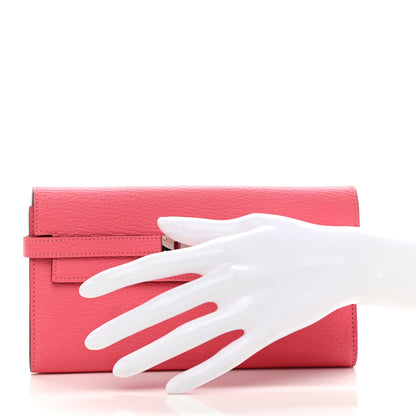 Hermes Chevre Mysore Kelly Longue Wallet Rose Lipstick 2 of 12