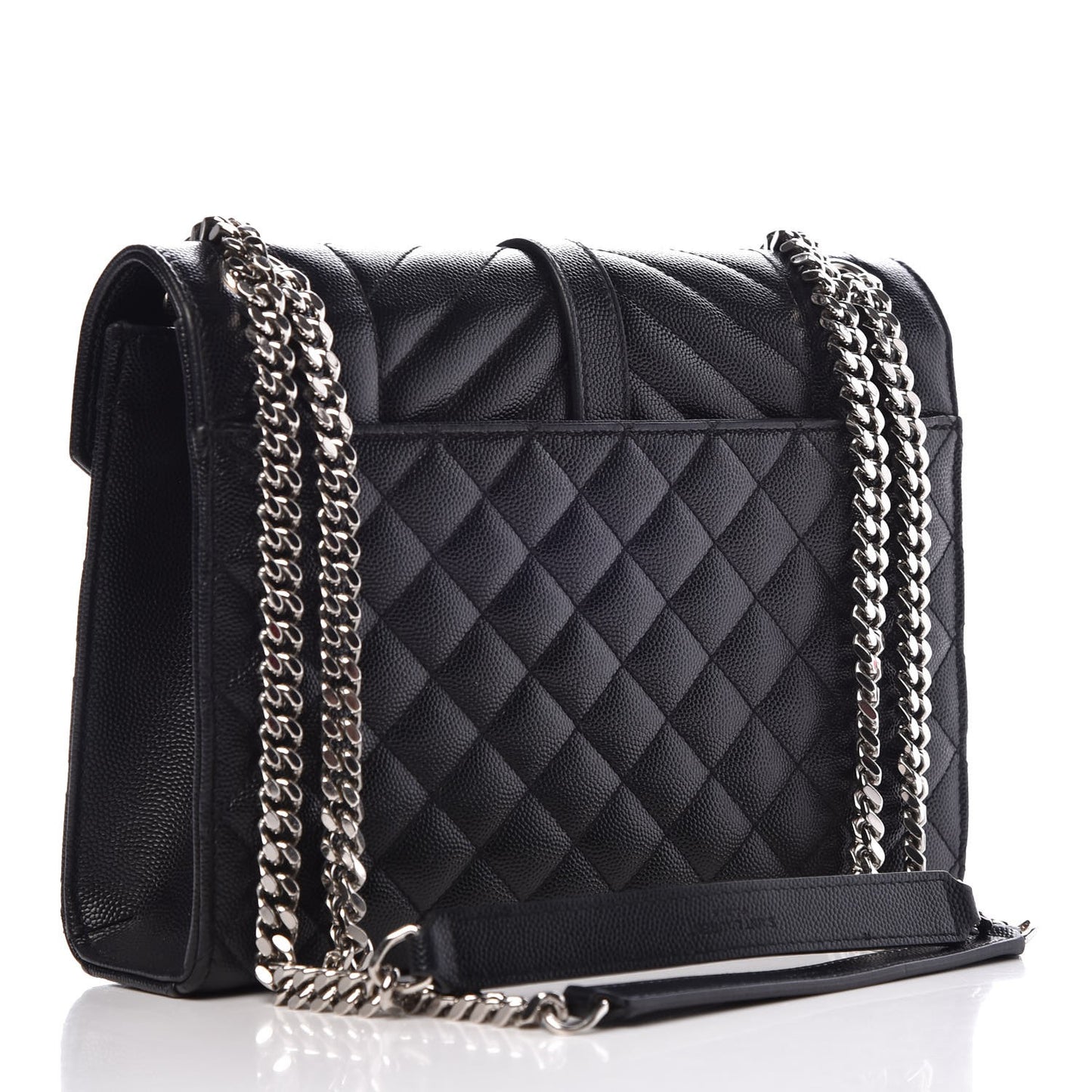 Grain De Poudre Textured Mixed Matelasse Triquilt Medium Monogram Satchel Black