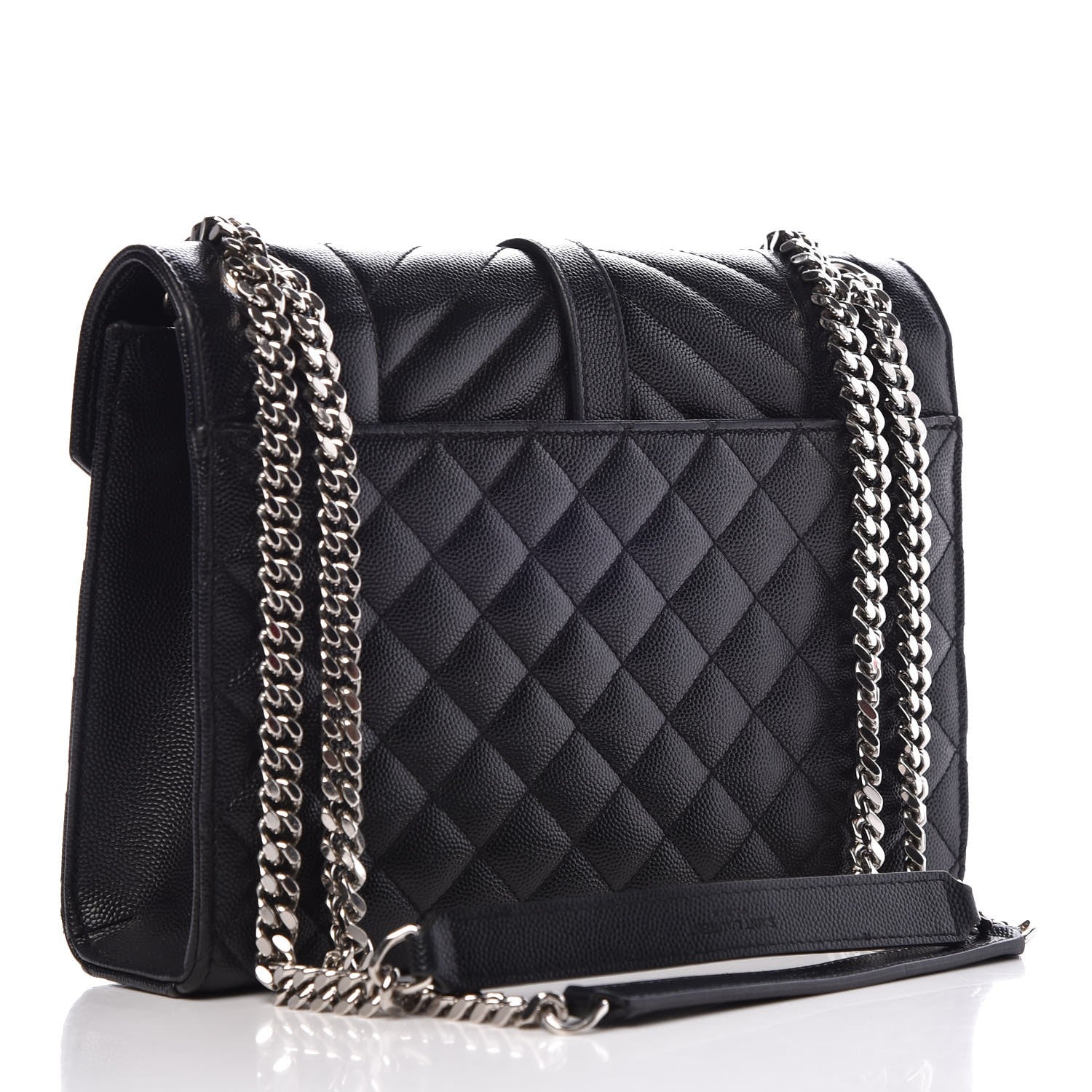 Saint Laurent Grain De Poudre Textured Mixed Matelasse Triquilt Medium Monogram Satchel Black 3 of 9
