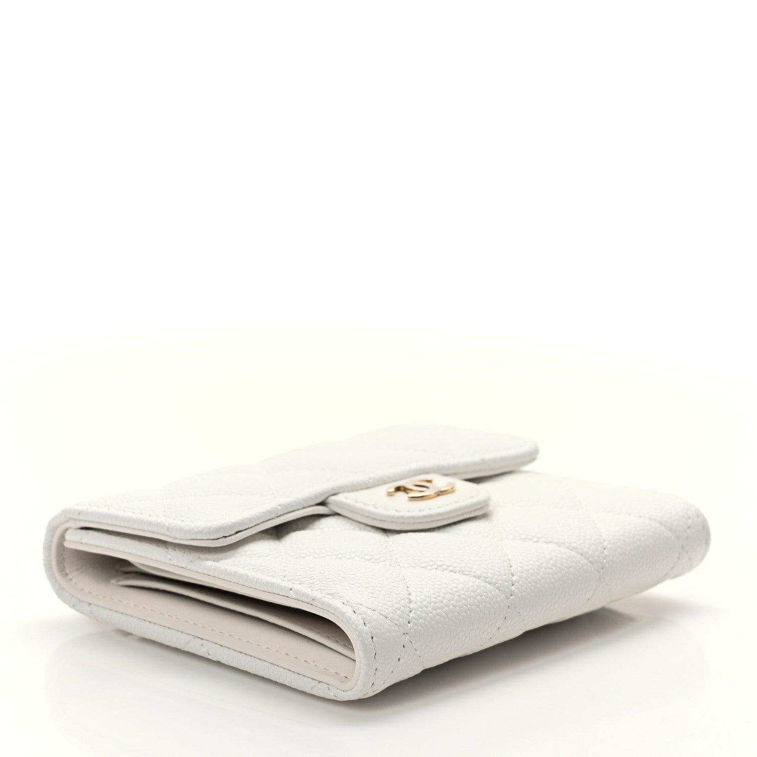 Chanel Caviar Quilted Compact Flap Wallet White 4 of 7