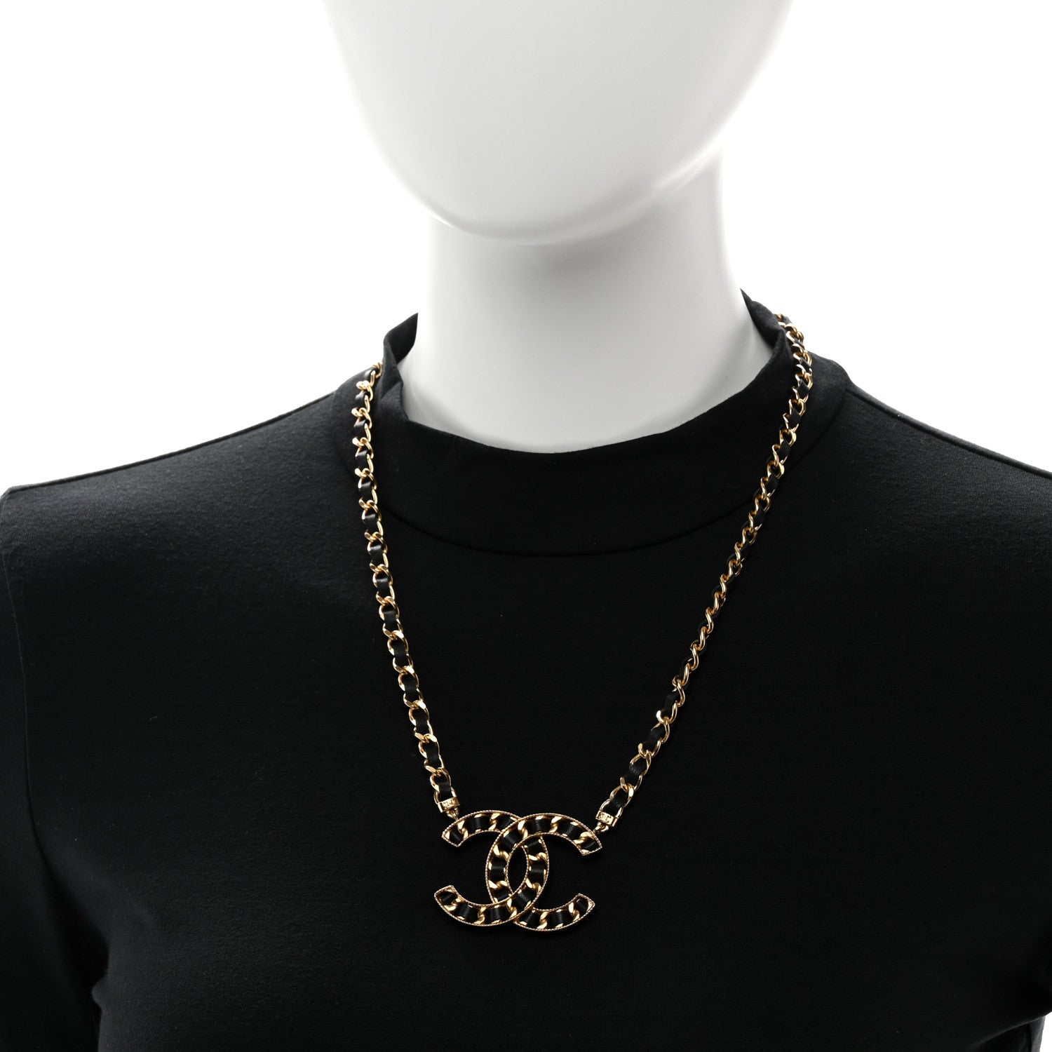 Chanel Metal Lambskin CC Buckle Up Necklace Black Gold 2 of 5