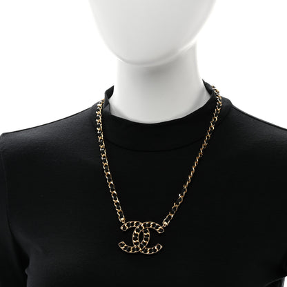 Chanel Metal Lambskin CC Buckle Up Necklace Black Gold 2 of 5