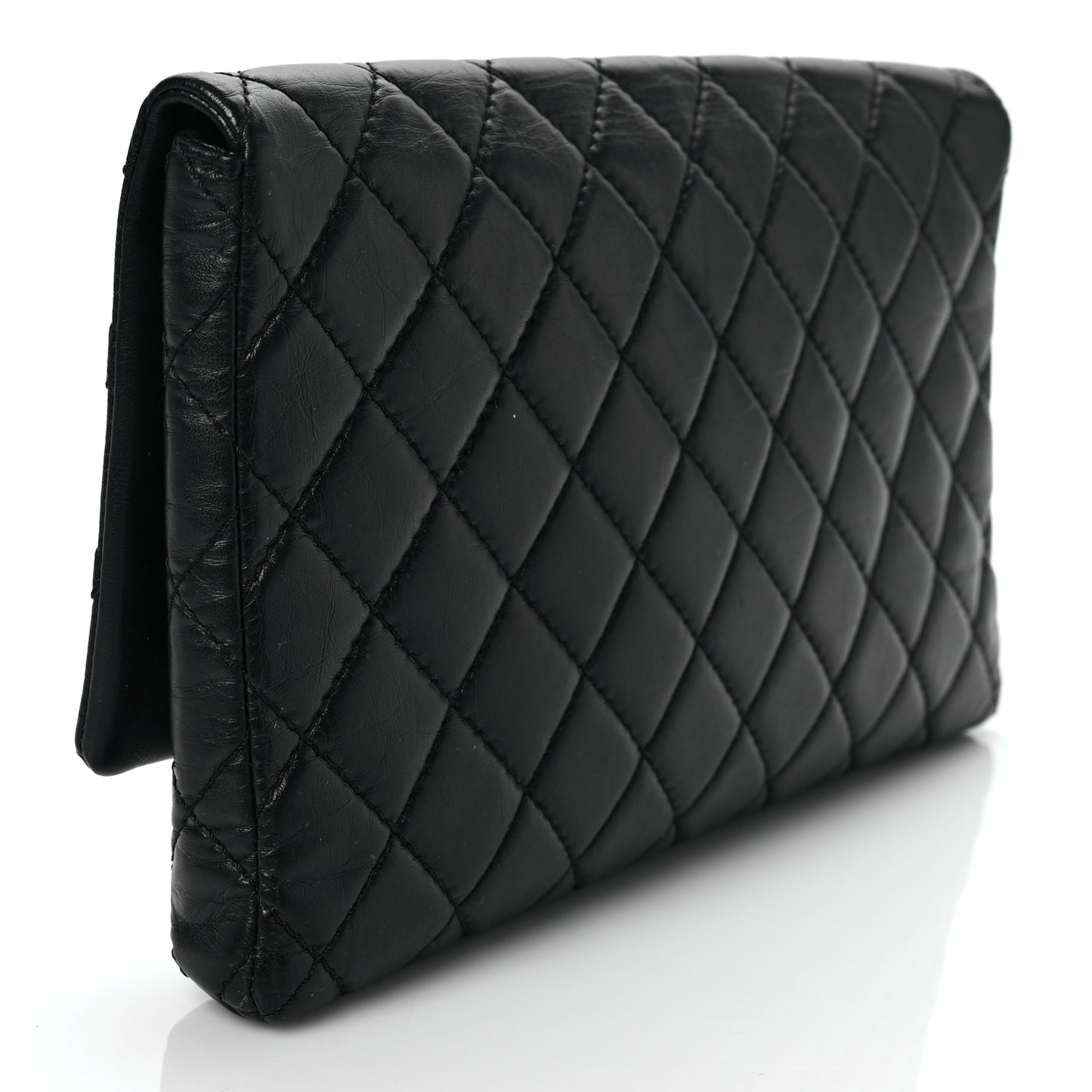 Aged Calfskin Quilted Reissue 2.55 Clutch Black
