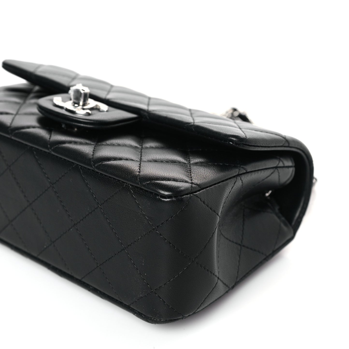 Lambskin Quilted Mini Rectangular Flap Black