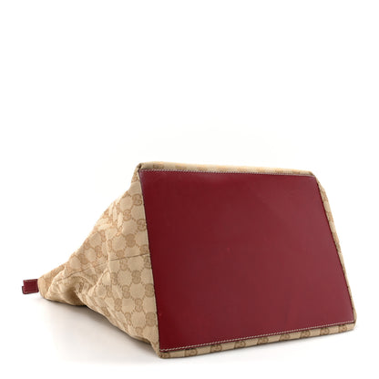 Gucci GG Monogram Large Web Handle Bucket Tote Red 4 of 19