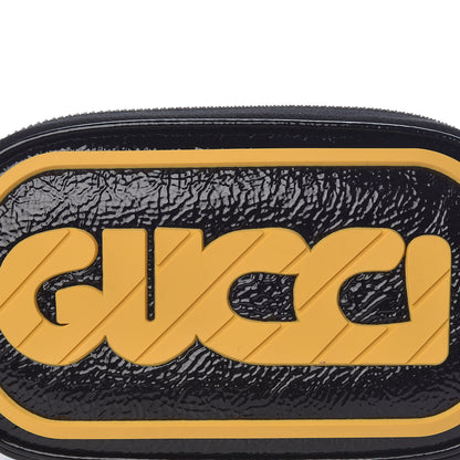Gucci Patent Rubber Game Patch Logo Belt Bag 75 30 Black 8 of 10