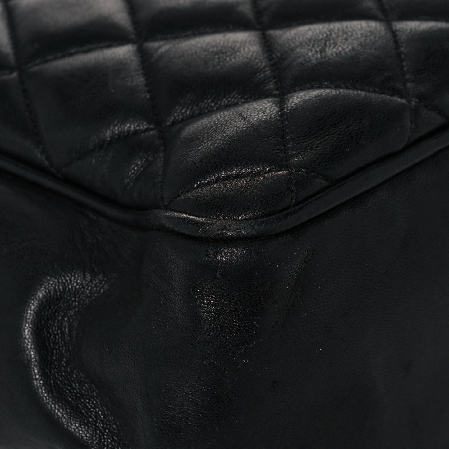 Lambskin Quilted Shopping Tote Black