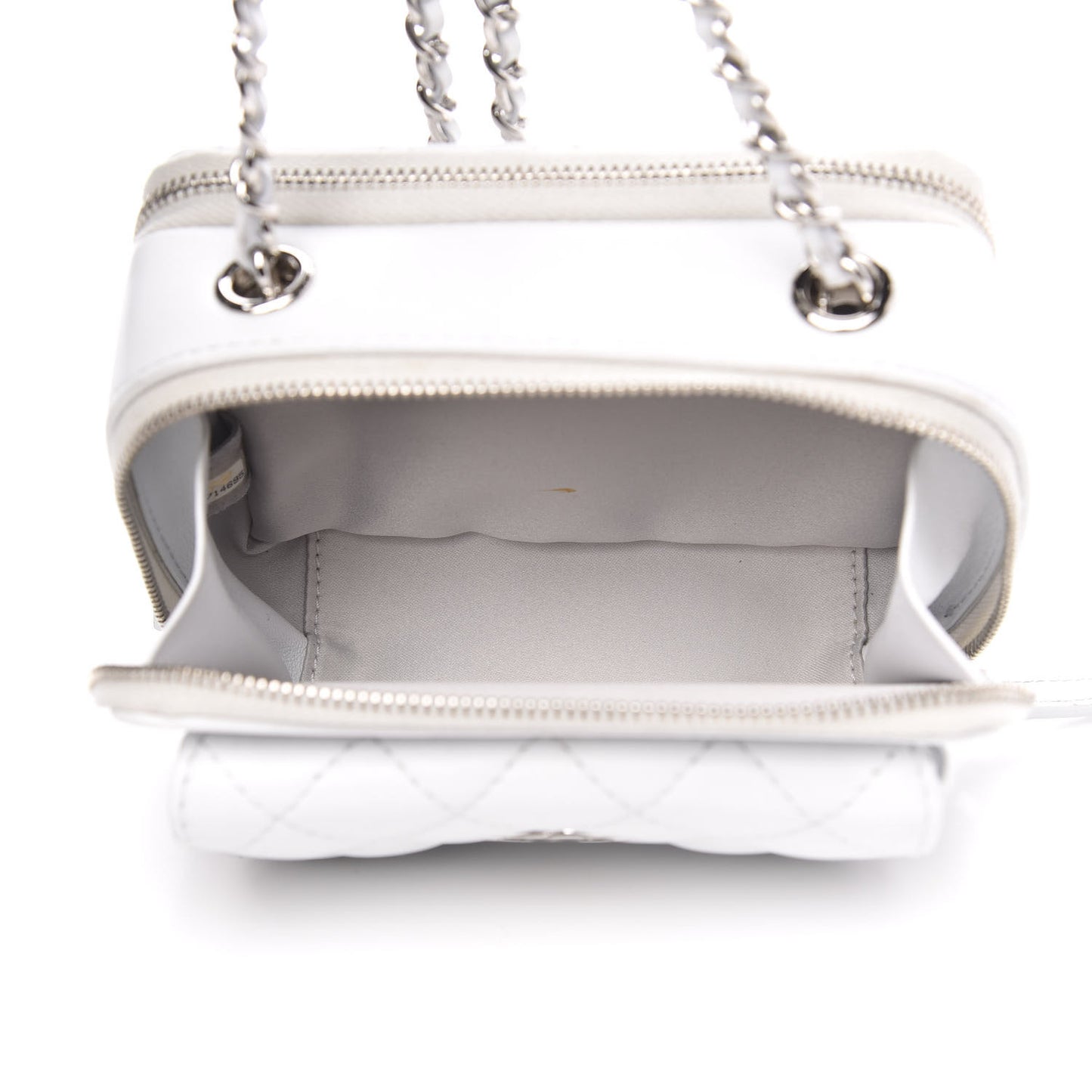 Lambskin Quilted Small Pocket Box Camera Case White