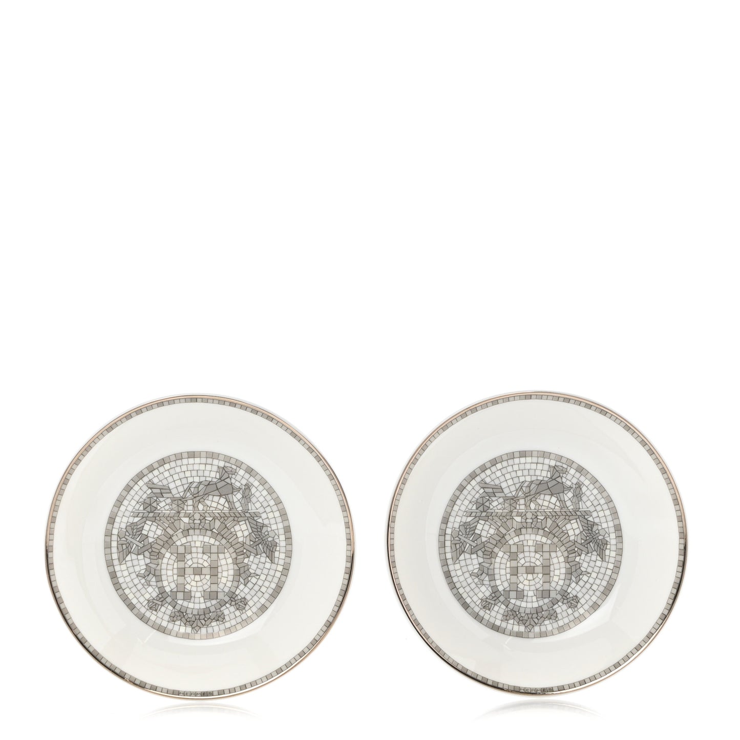 Porcelain Mosaique Au 24 Platine Soy Dish Set of 2 Platinum