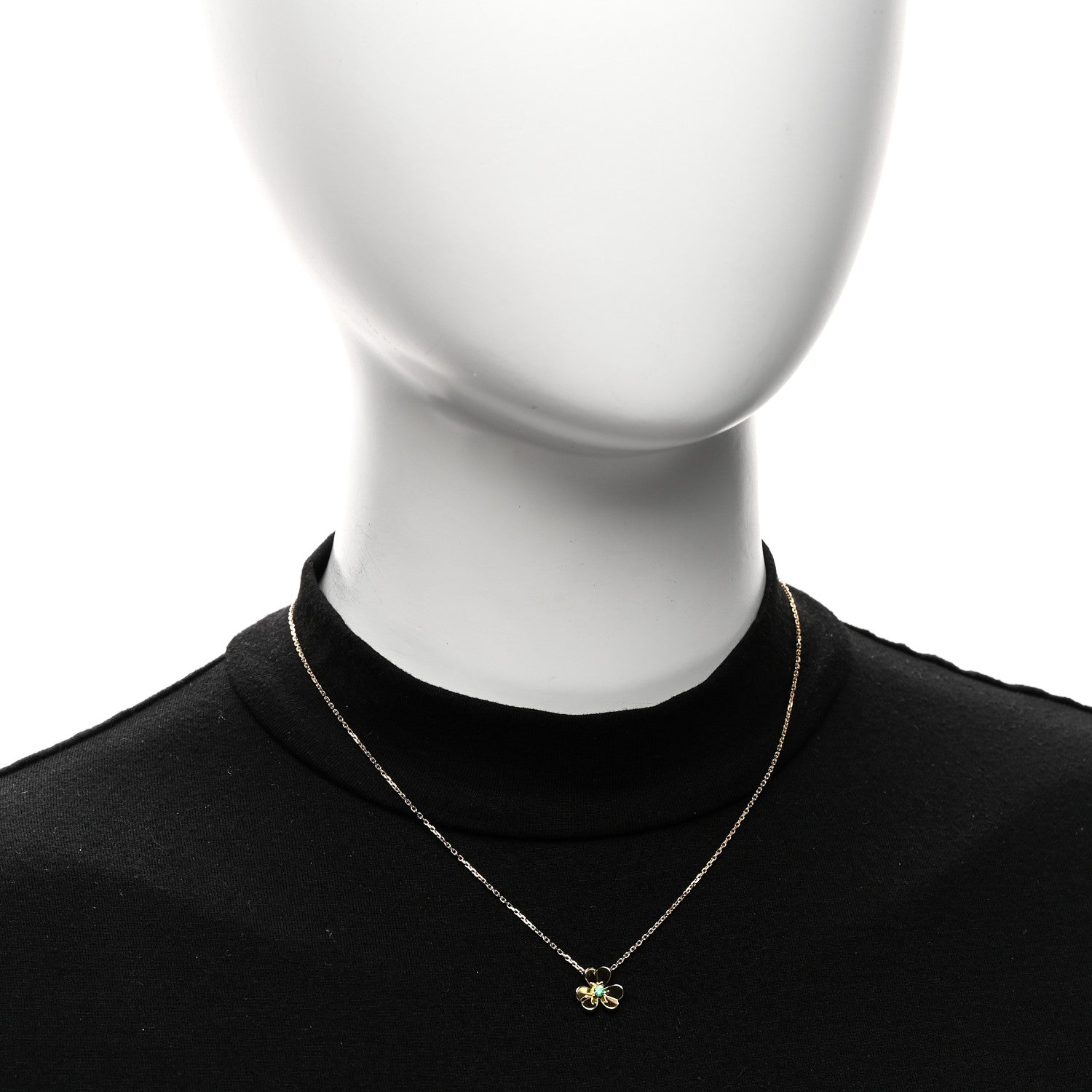 Van Cleef & Arpels 18K Yellow Gold Emerald Mini Frivole Pendant Necklace 2 of 6