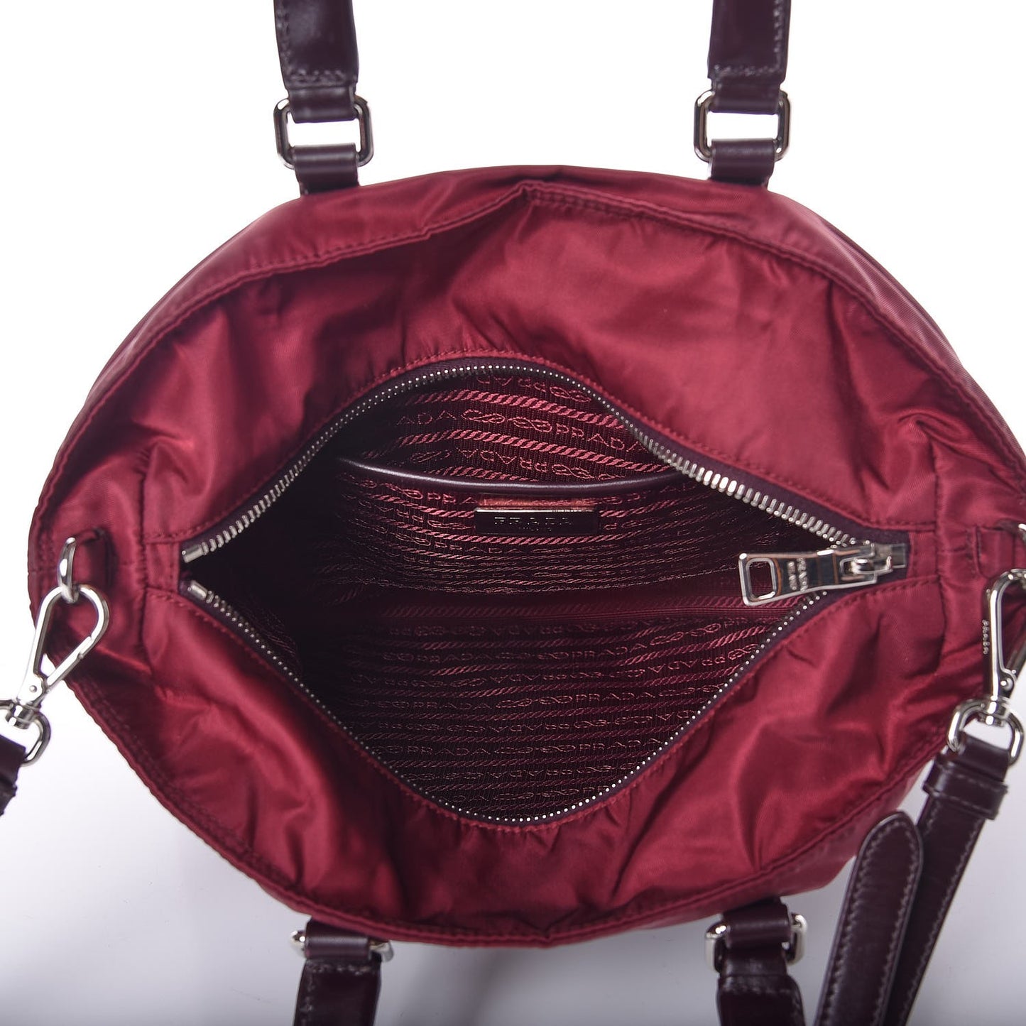 Tessuto Nylon Vitello Tote Granato