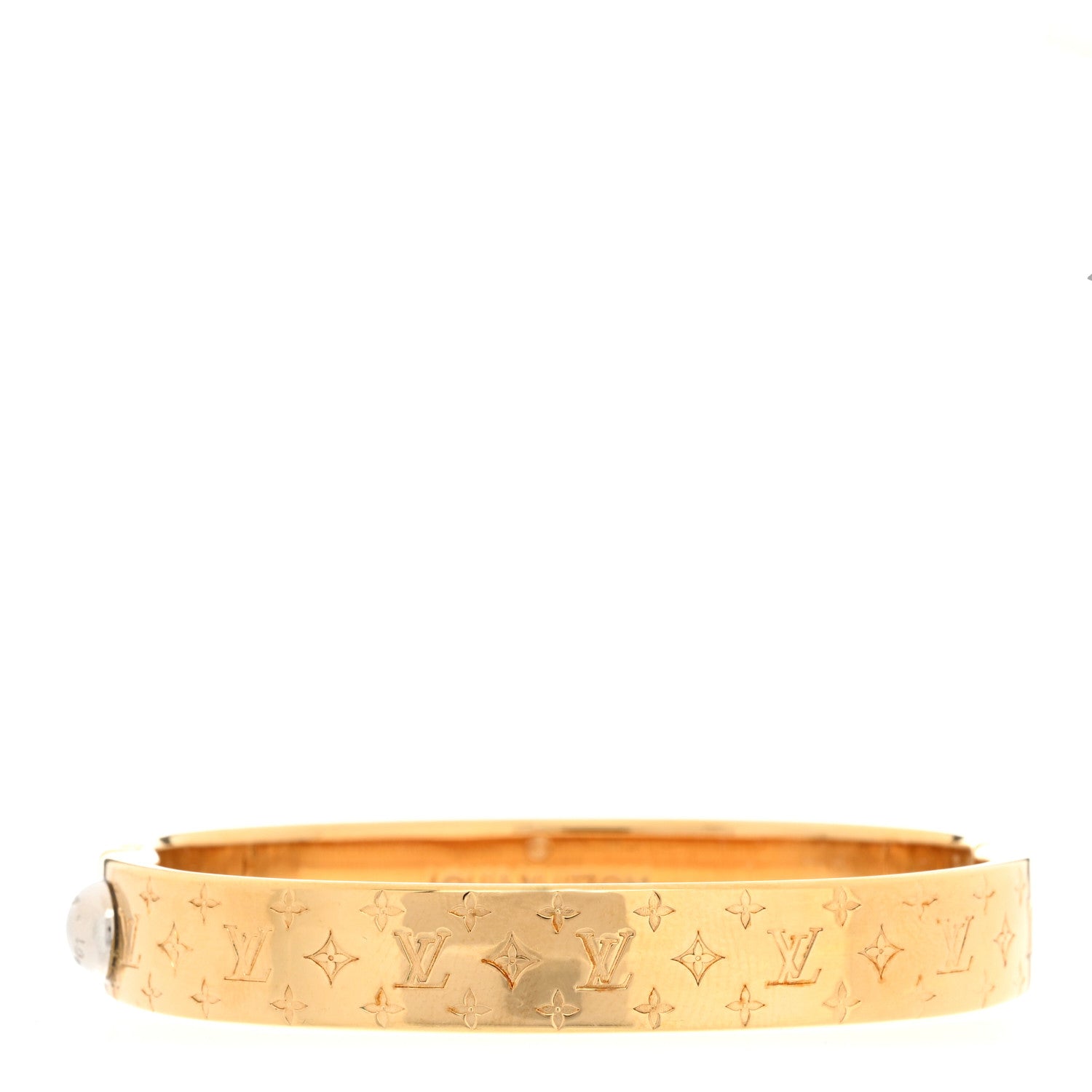 Louis Vuitton Brass Monogram Nanogram Cuff S Gold 1 of 6