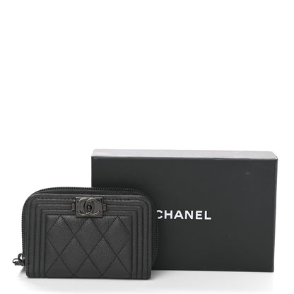 Chanel Caviar Quilted Boy Zip Around Coin Purse Wallet So Black 8 of 8