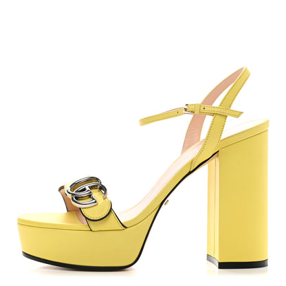 Gucci Calfskin GG Marmont Ankle Wrap 30/115mm Platform Sandals 37 Banana 1 of 7