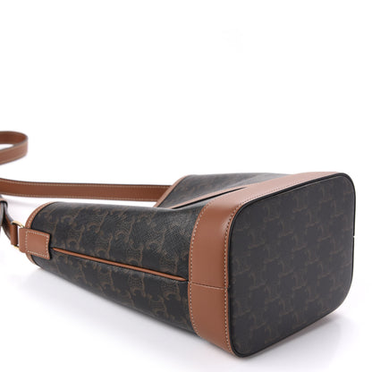 Celine Triomphe Canvas Calfskin Small Bucket Bag Tan 4 of 10