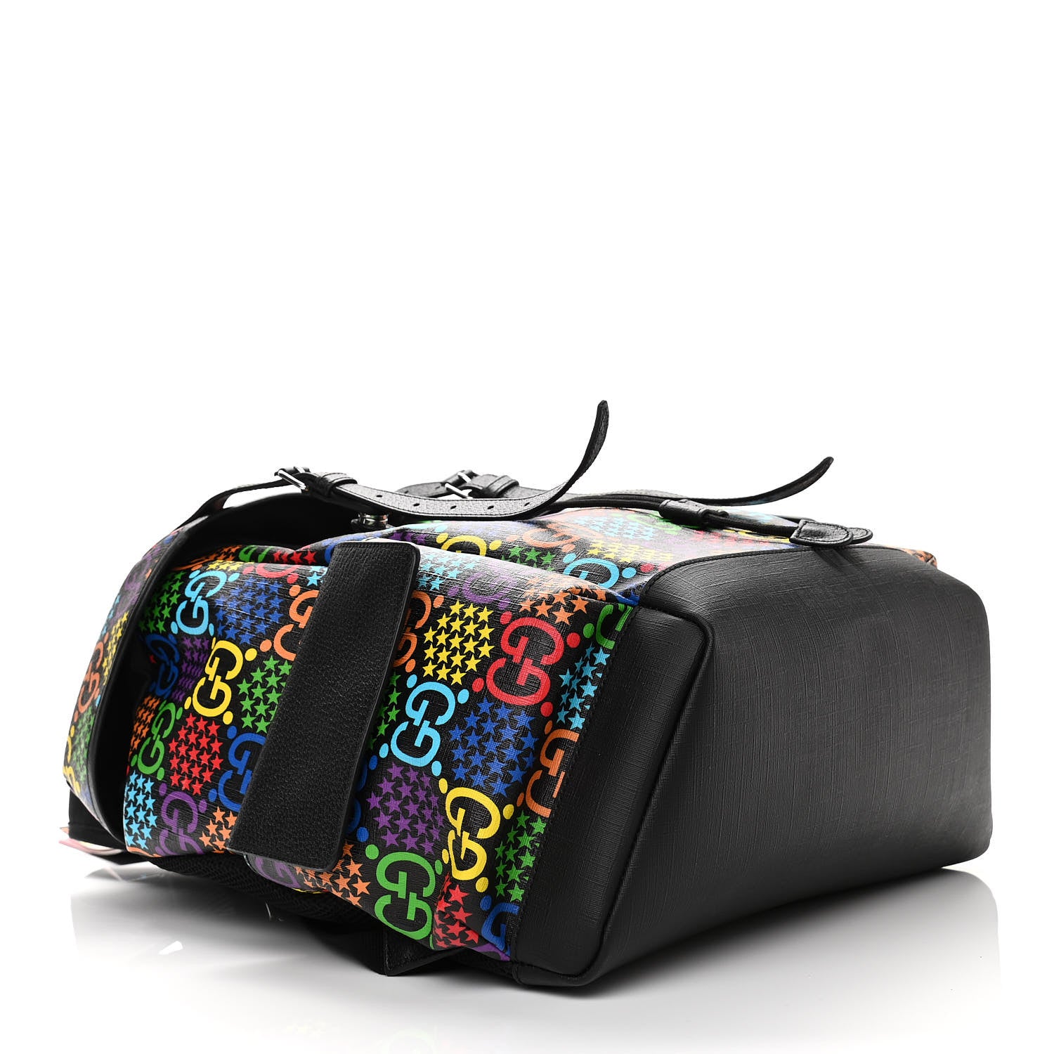 Gucci GG Supreme Monogram Psychedelic Medium Double Buckle Backpack Black Multicolor 4 of 11