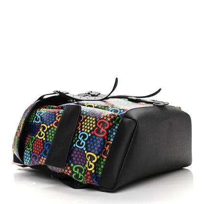 Gucci GG Supreme Monogram Psychedelic Medium Double Buckle Backpack Black Multicolor 4 of 11