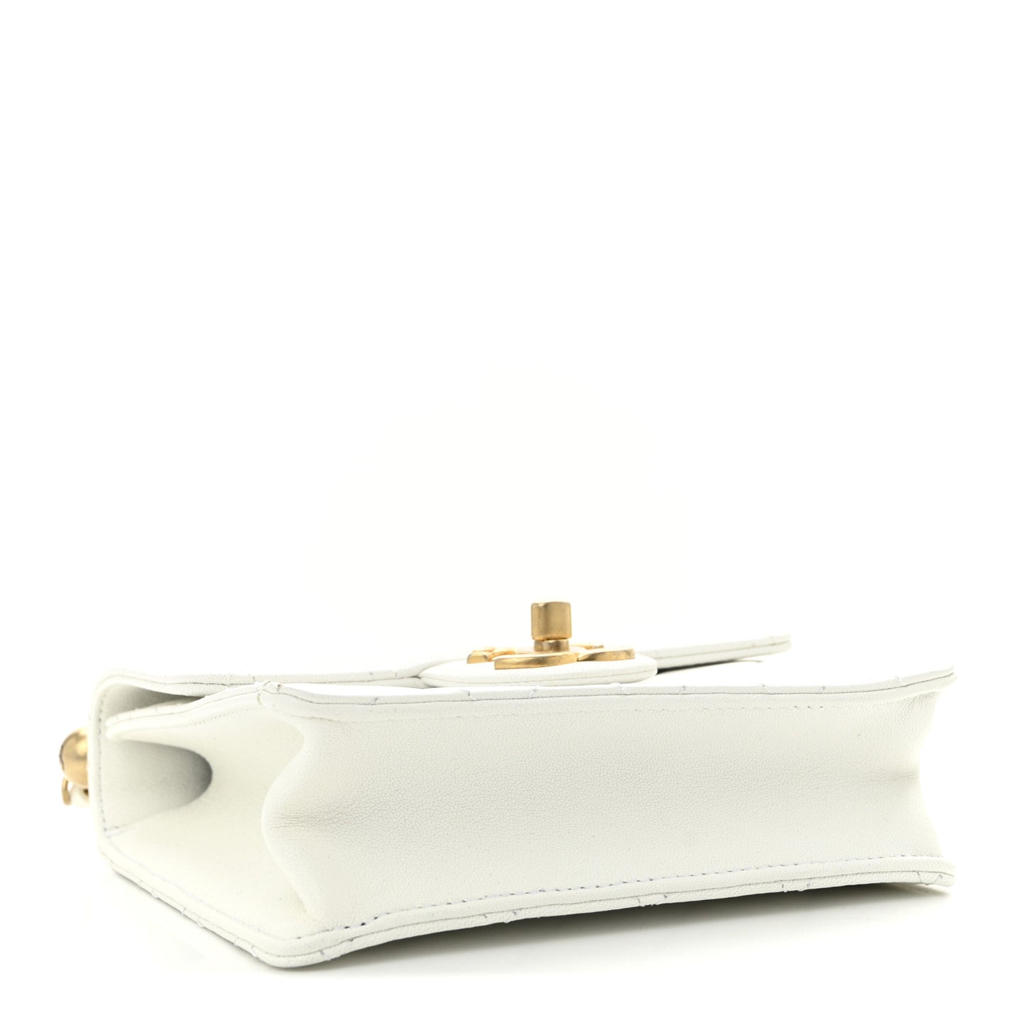 Goatskin Quilted Chic Pearls Flap White