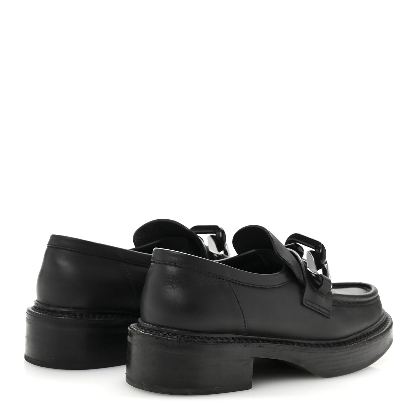 Calfskin Oversized Chain Academy Loafers 37 Black