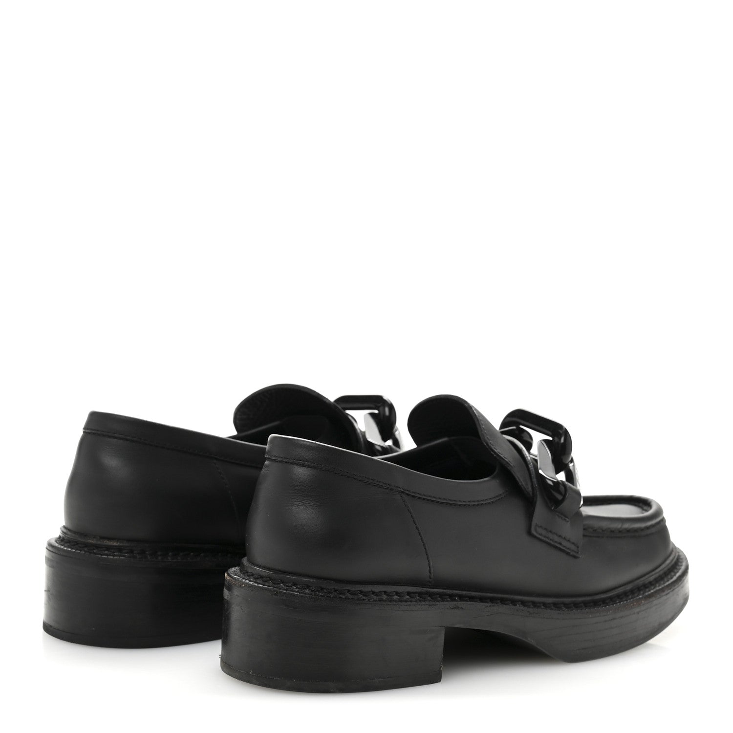 Louis Vuitton Calfskin Oversized Chain Academy Loafers 37 Black 5 of 9