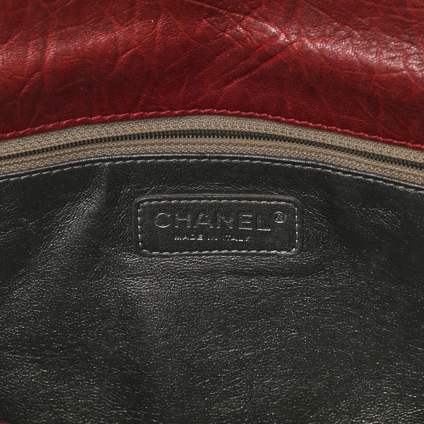 Distressed Lambskin Lady Braid Flap Burgundy