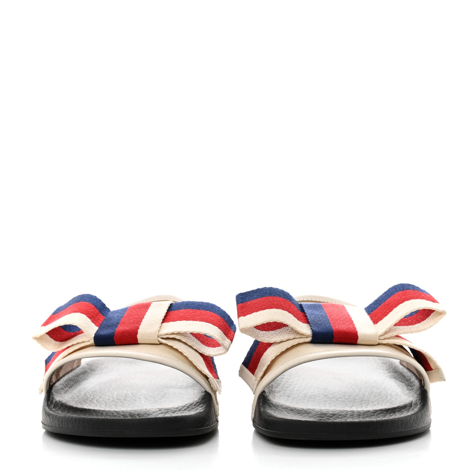 Gucci Satin Web Sylvie Bow Slide Sandals 39 White 2 of 8