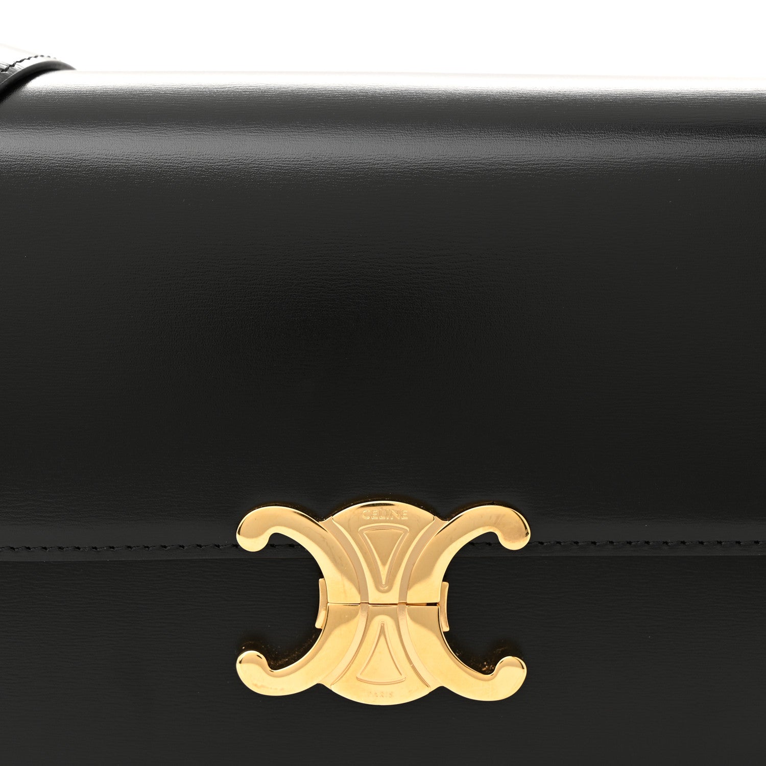 Celine Shiny Calfskin Medium Triomphe Black 8 of 12