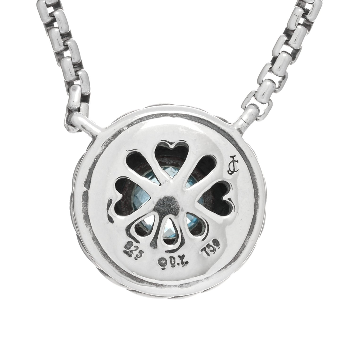 Sterling Silver 18K Yellow Gold Blue Topaz 12mm Cookie Pendant Necklace