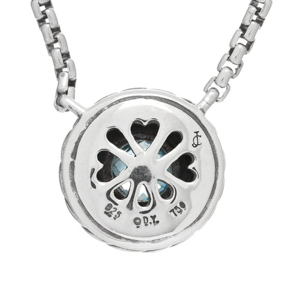 David Yurman Sterling Silver 18K Yellow Gold Blue Topaz 12mm Cookie Pendant Necklace 4 of 4