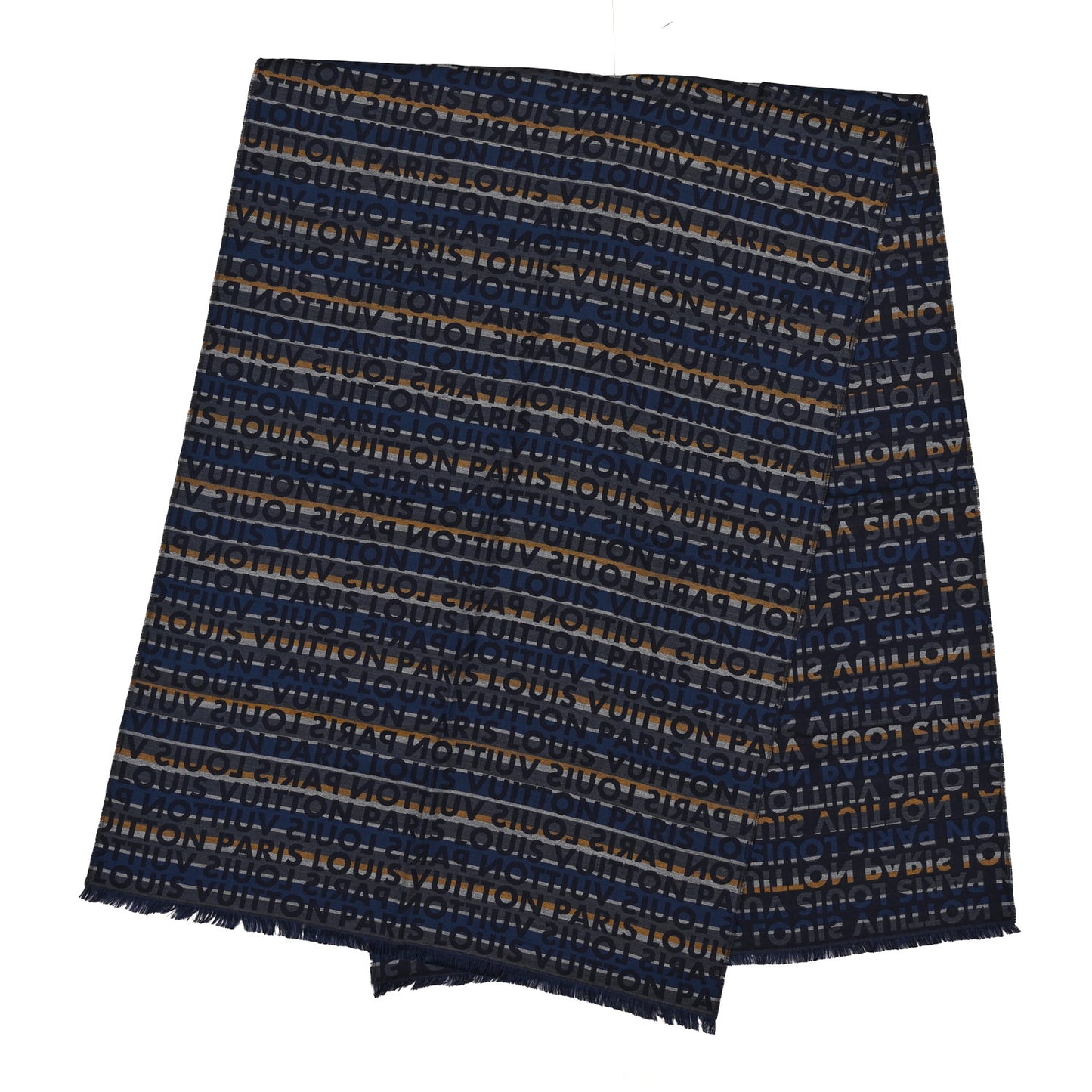 Wool Silk Logo Scarf Blue Multicolor