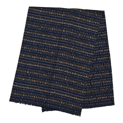 Louis Vuitton Wool Silk Logo Scarf Blue Multicolor 2 of 5