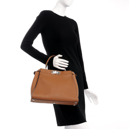 Fendi Cuoio Romano Selleria Bi-Color Medium Peekaboo Iconic Satchel Mou Deserto 3 of 8