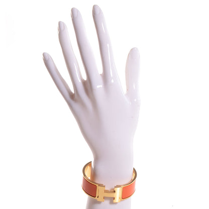 Hermes Enamel Wide Clic Clac H Bracelet PM Orange 2 of 6