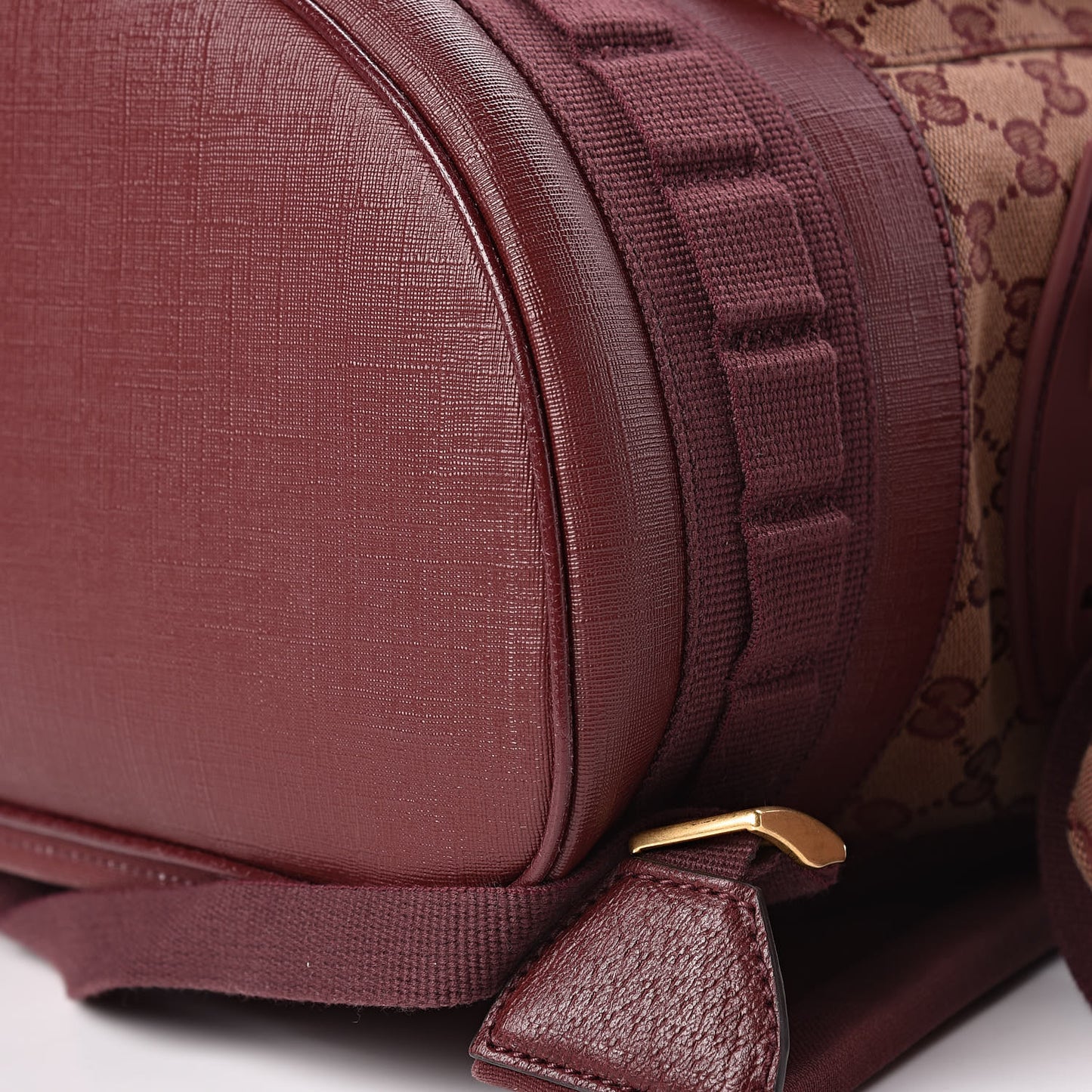 GG Monogram Script Logo Large Double Pocket Backpack Sahara Rubino Bordeaux