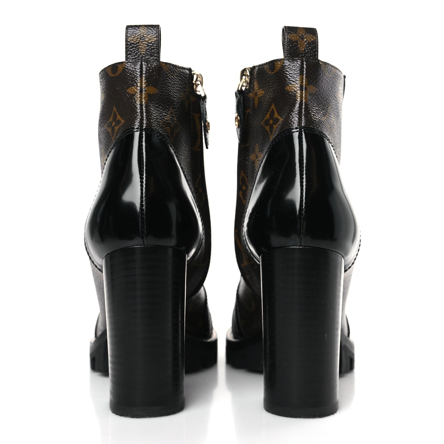 Patent Calfskin Monogram Star Trail Ankle Boots 38.5 Black