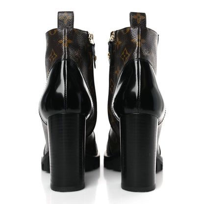 Louis Vuitton Patent Calfskin Monogram Star Trail Ankle Boots 38.5 Black 5 of 9