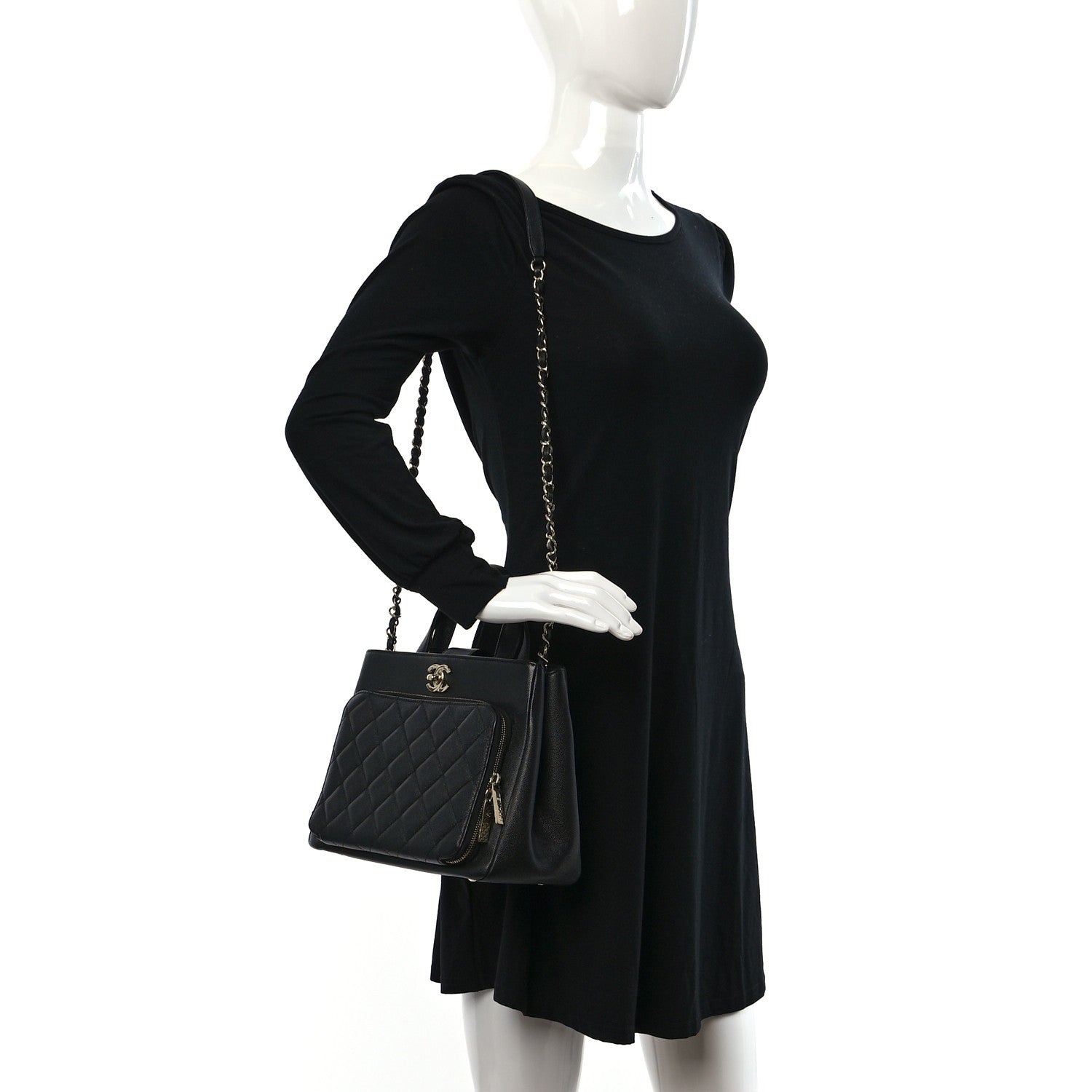 Chanel Caviar Quilted Small Business Affinity Shopping Bag Black 2 of 9