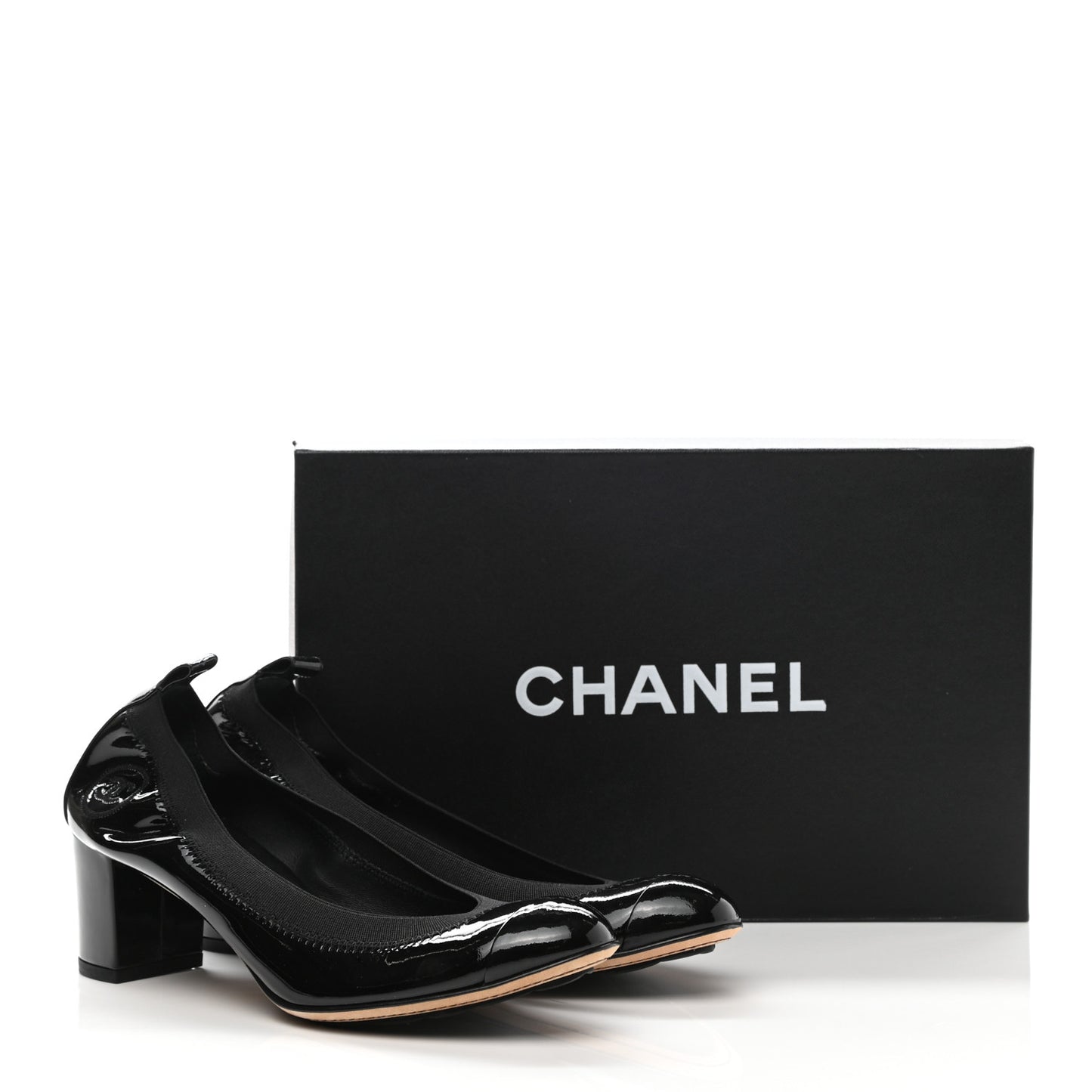 Lambskin Patent CC Elastic Stretch Pumps 36.5 Black