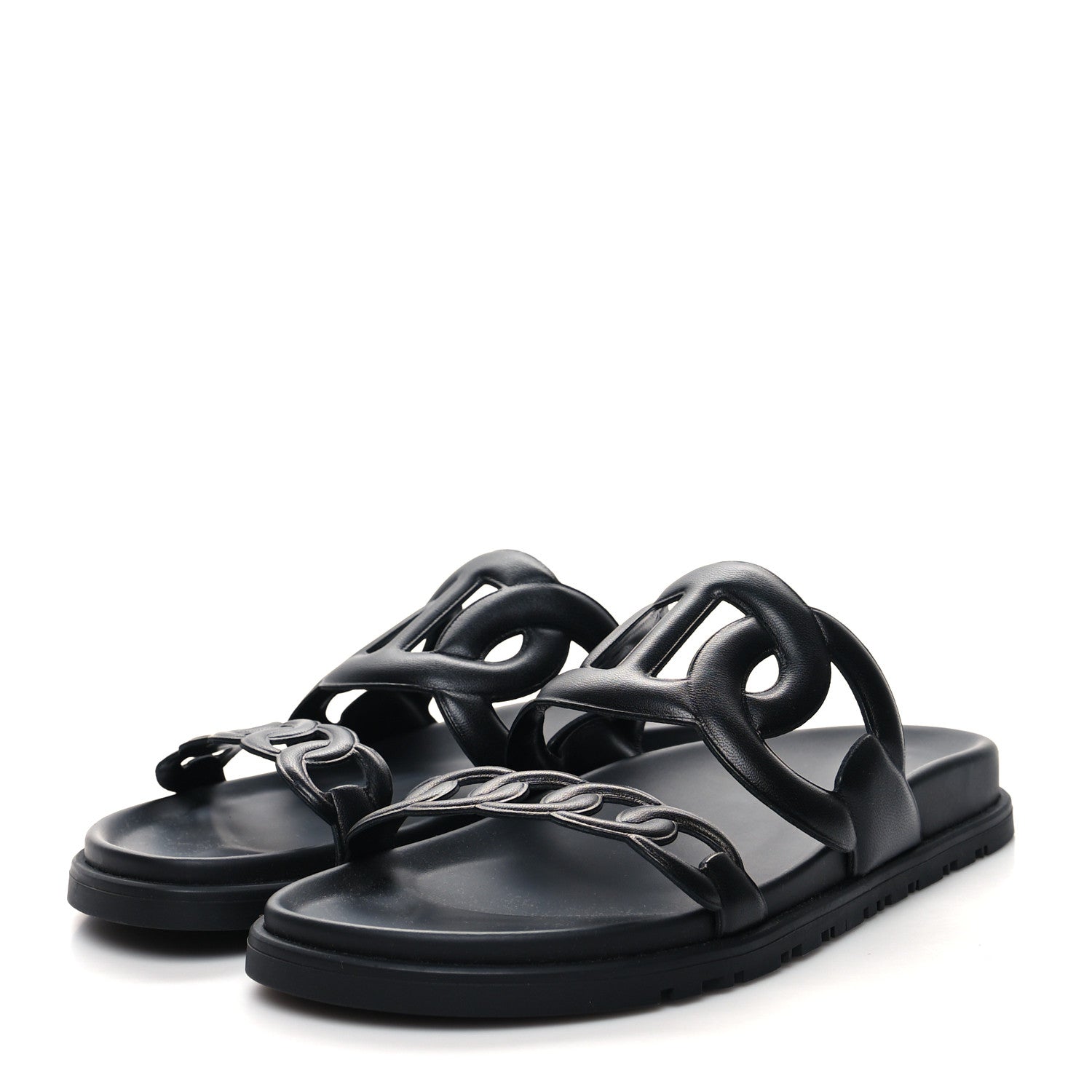 Hermes Nappa Extra Sandals 37 Black 3 of 9